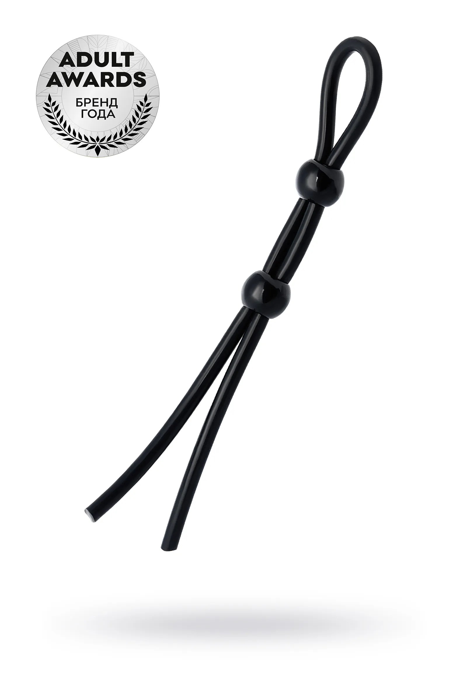 Лассо на пенис TOYFA A-Toys с двумя бусинами, черное, 19.5 см