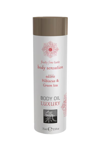Съедобное масло для тела - Гибискус и Зеленый Чай, 75мл.