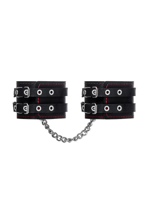 Оковы с двумя ремнями и черной подкладкои Pecado BDSM, натуральная кожа, черные