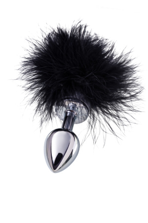 Анальная втулка TOYFA Metall, металл, серебристая, с черной опушкой, 6 см, Ø 2,9 см