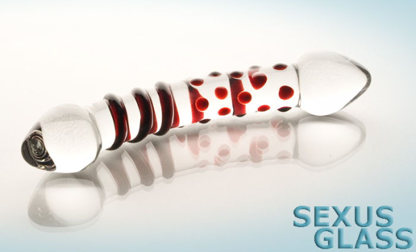 Двусторонний фаллоимитатор Sexus Glass, стекло, прозрачный, 21 см