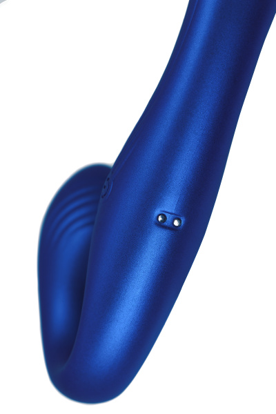 Страпон безремневой L`Eroina APP ARDEE с управлением от приложения и пульта, силикон, синий, 31 см